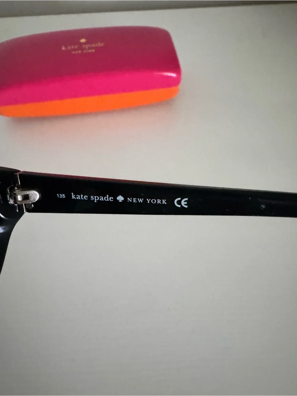 kate spade Black Cat-Eye Sunglasses with Pink and Orange Case